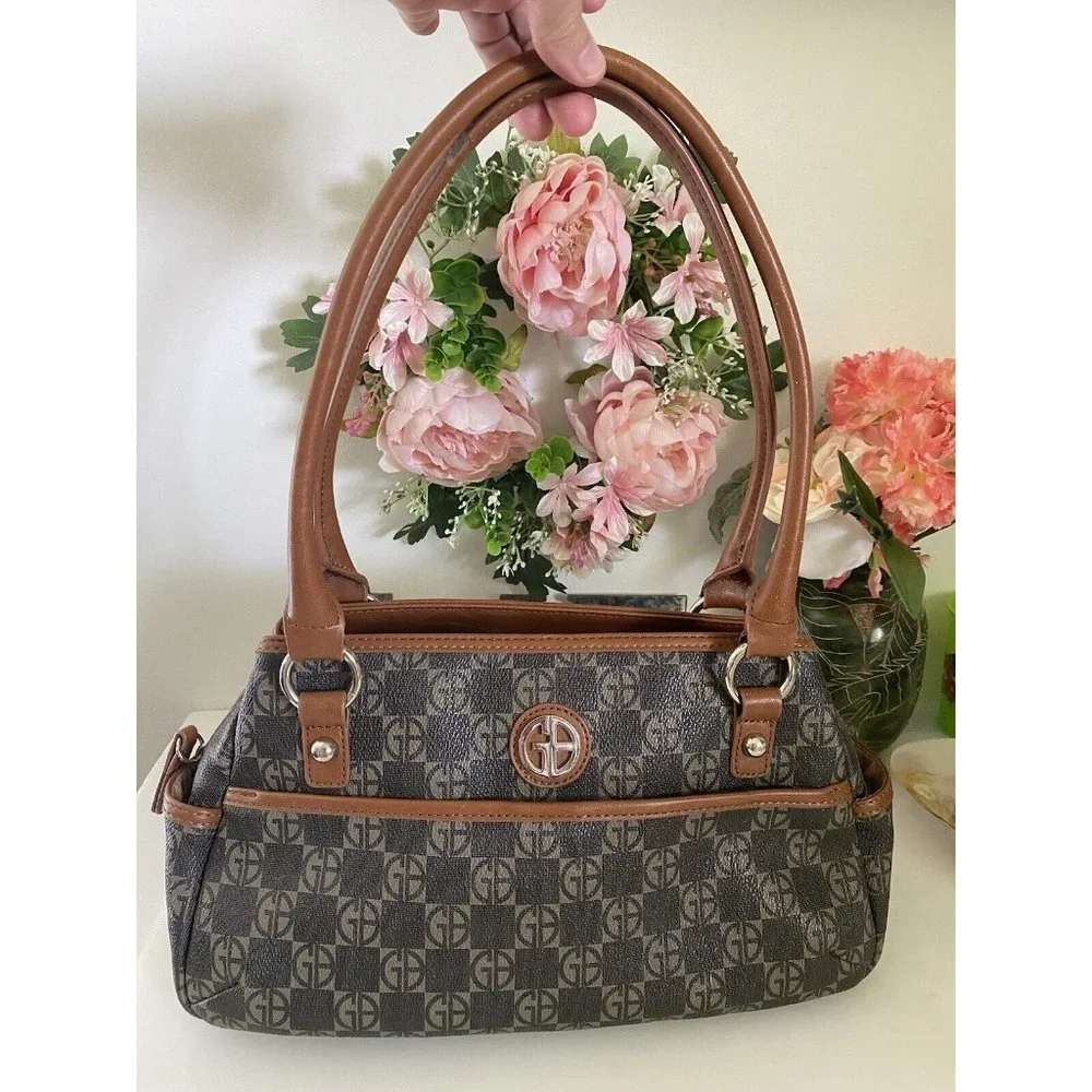 Giani Bernini Women’s Handbag Signature Satchel Jacquard Fabric Trim Vintage EUC